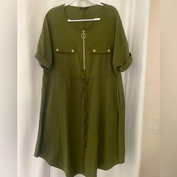 BloomChic Dresses & Skirts - Plus size dress 18-20, Olive Midi Dress with Gold Accents